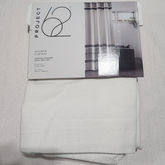 project 62 shower curtain 100% cotton 72 x72 gray plaid - Picture 5 of 6